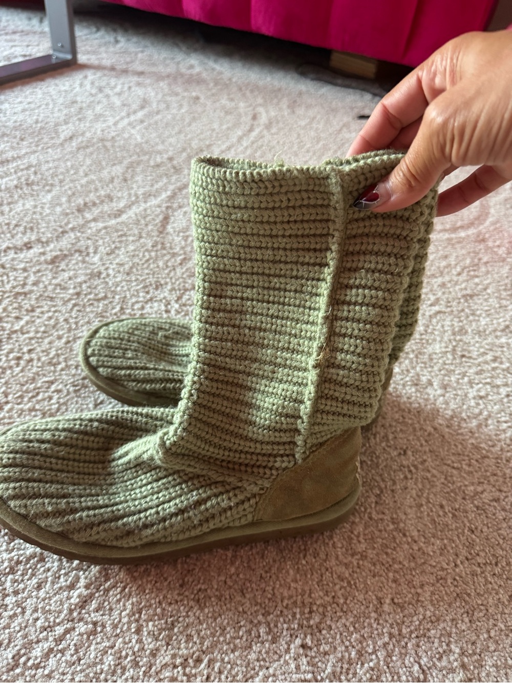 UGG Knit Mid-Calf Boots in Sage Green